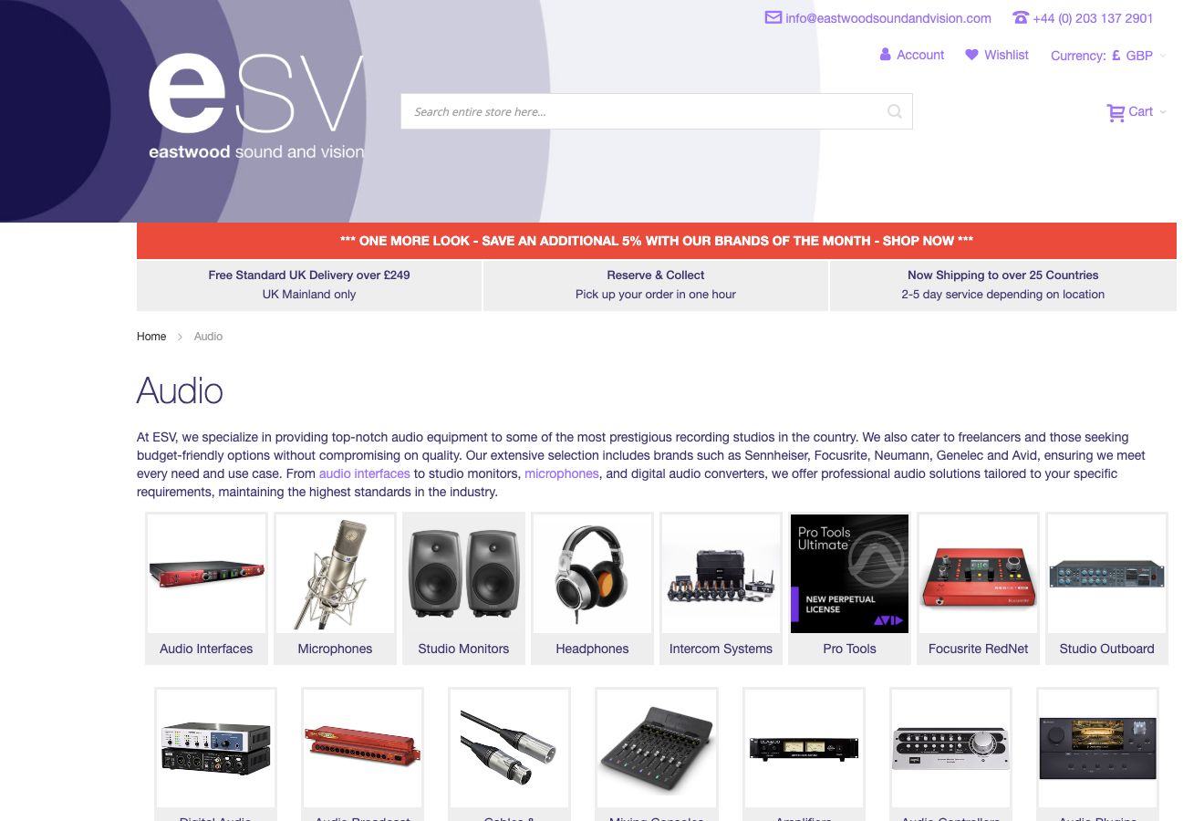 Public Eastwood Sound & Vision Audio catalogue with product categories